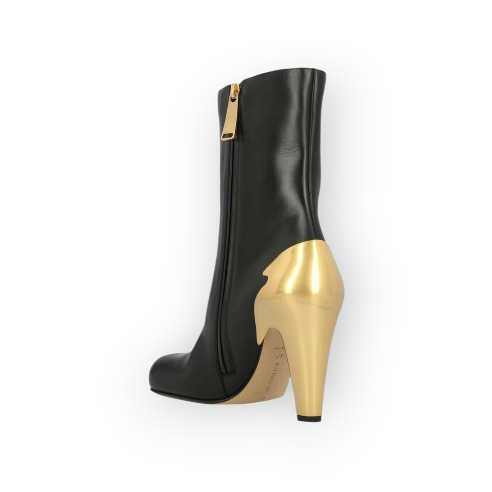 Bottega Veneta Black and Gold Heeled Boots - Picture 2 of 8